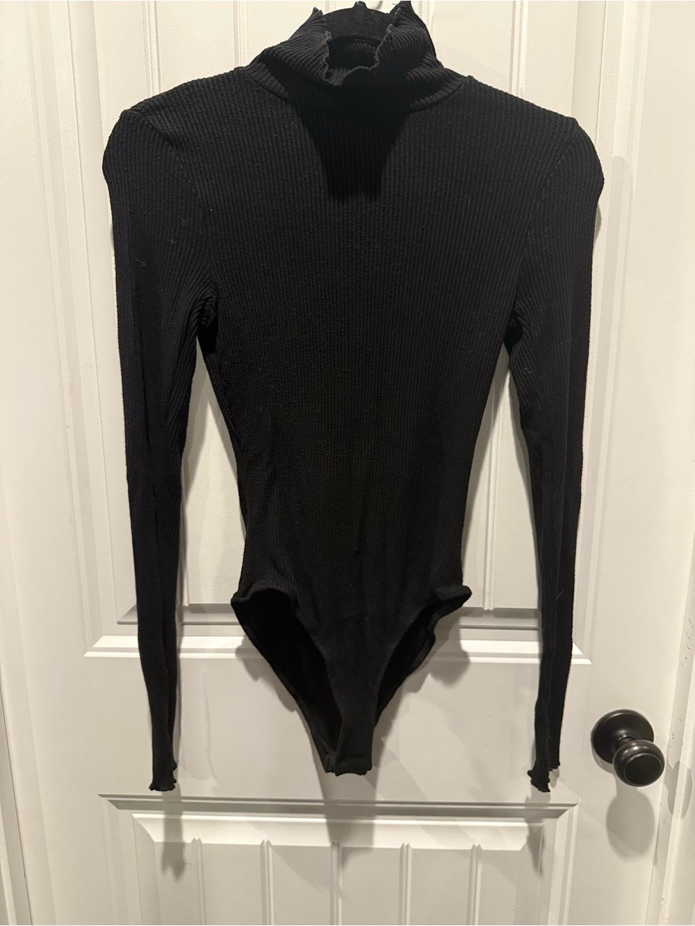 Free People Black Ribbed Long-Sleeve Turtleneck Bodysuit